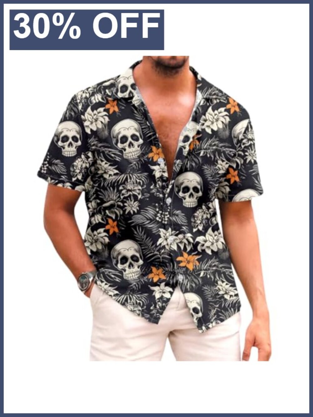 Men's Halloween Button Down Shirt Short Sleeve Hawaiian Novelty